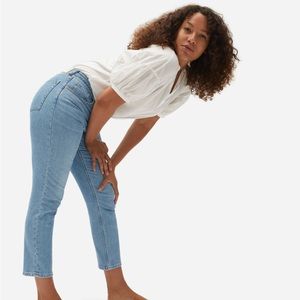 Everlane curvy cheeky straight jean sky blue wash